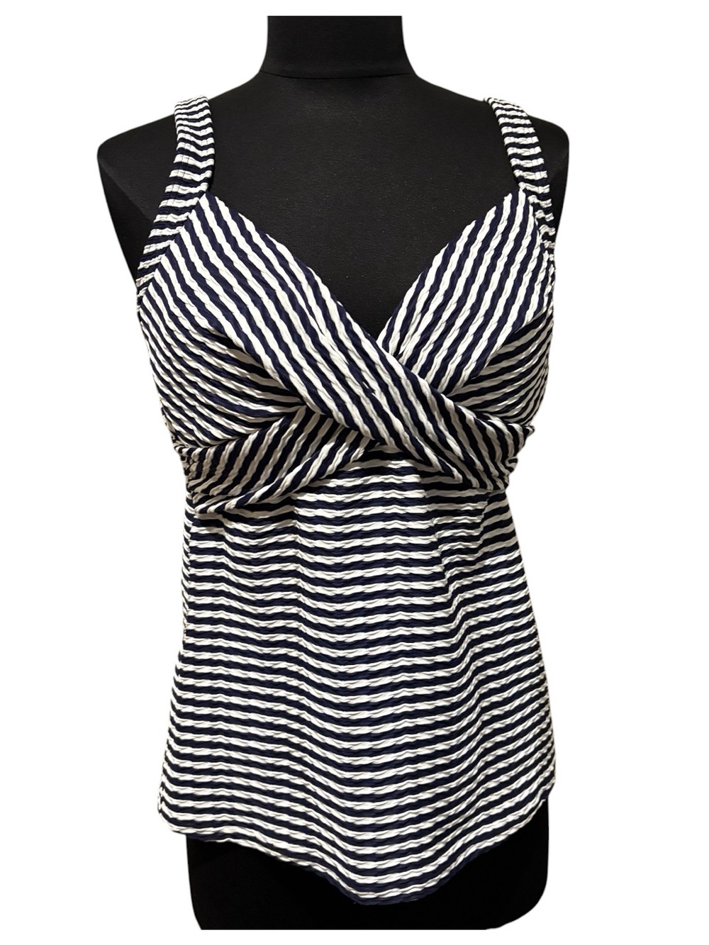 Lands's End Striped Twist Front underwire Tankini top size 10